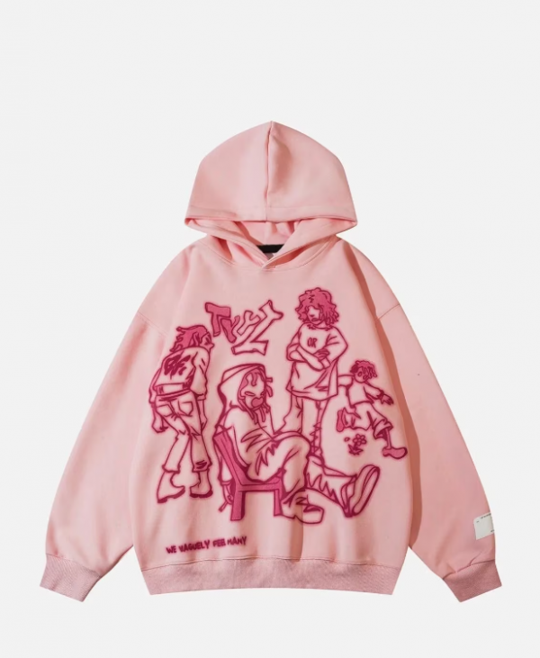 Hoodie dengan print karakter kartun favorit